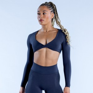 Τοπ DFYNE Ignite Twist Front Crop γυναικεια γκρι | 195328UJR