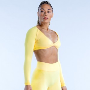 Τοπ DFYNE Ignite Twist Front Crop γυναικεια λεμόνι | 652709UBN
