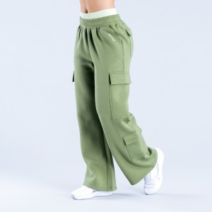 Παντελονι Jogger DFYNE Lanyi Edit Wide Leg Cargo γυναικεια βαθυ πρασινο | 413852TNG