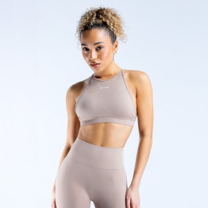 Αθλητικο Σουτιεν DFYNE Dynamic High Neck Backless γυναικεια Μπεζ | 327465NJH
