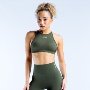 Αθλητικο Σουτιεν DFYNE Dynamic High Neck Backless γυναικεια Ελιά | 346789NEH