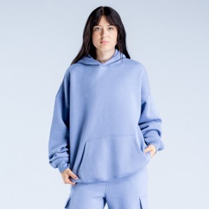 Φουτερ με Κουκουλα DFYNE Lanyi Edit Oversized γυναικεια μπλε | 964085MXK