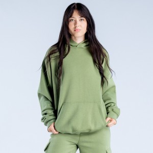 Φουτερ με Κουκουλα DFYNE Lanyi Edit Oversized γυναικεια βαθυ πρασινο | 871965PKO