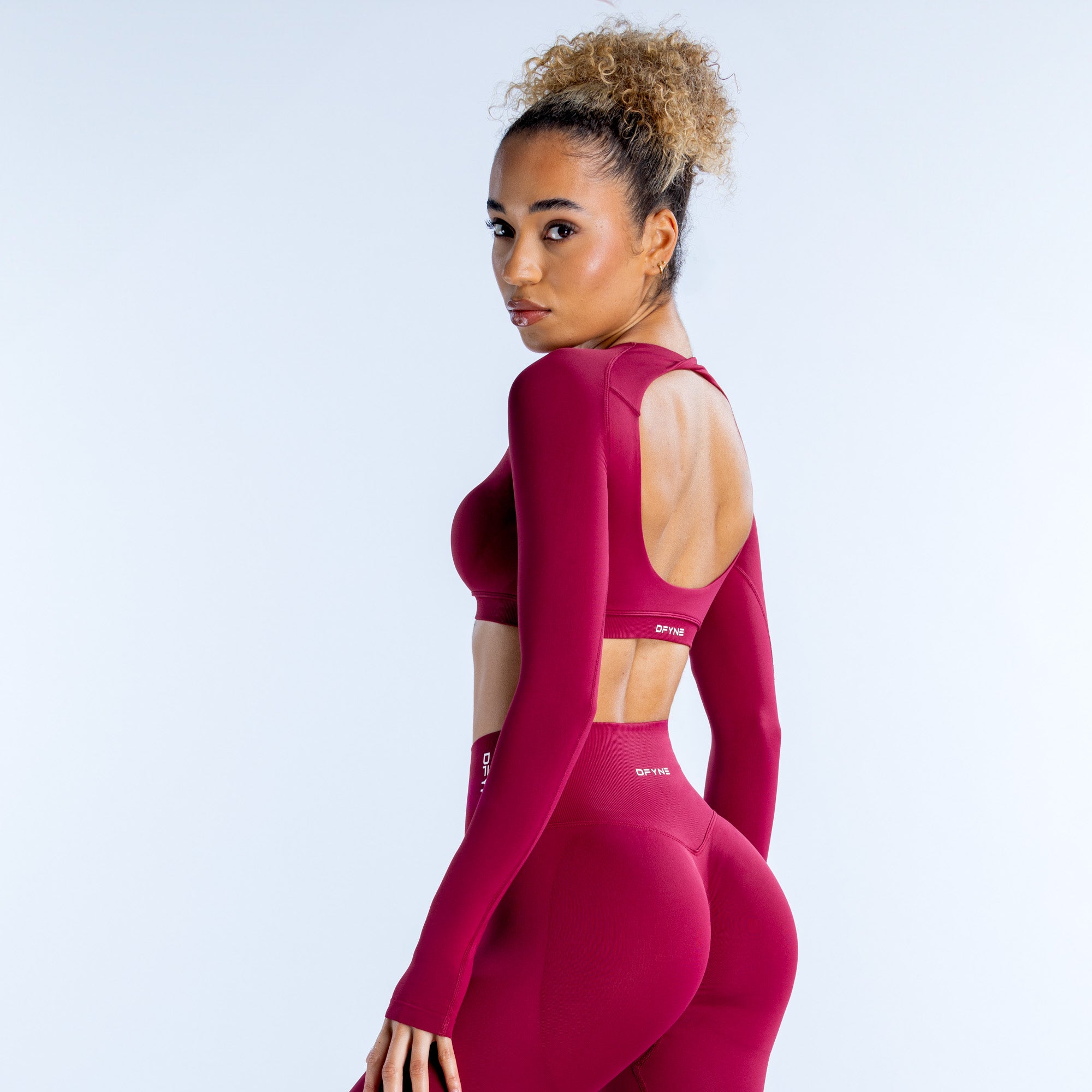 Τοπ DFYNE Dynamic Long Sleeve Crop γυναικεια φουξια | 524713GLN