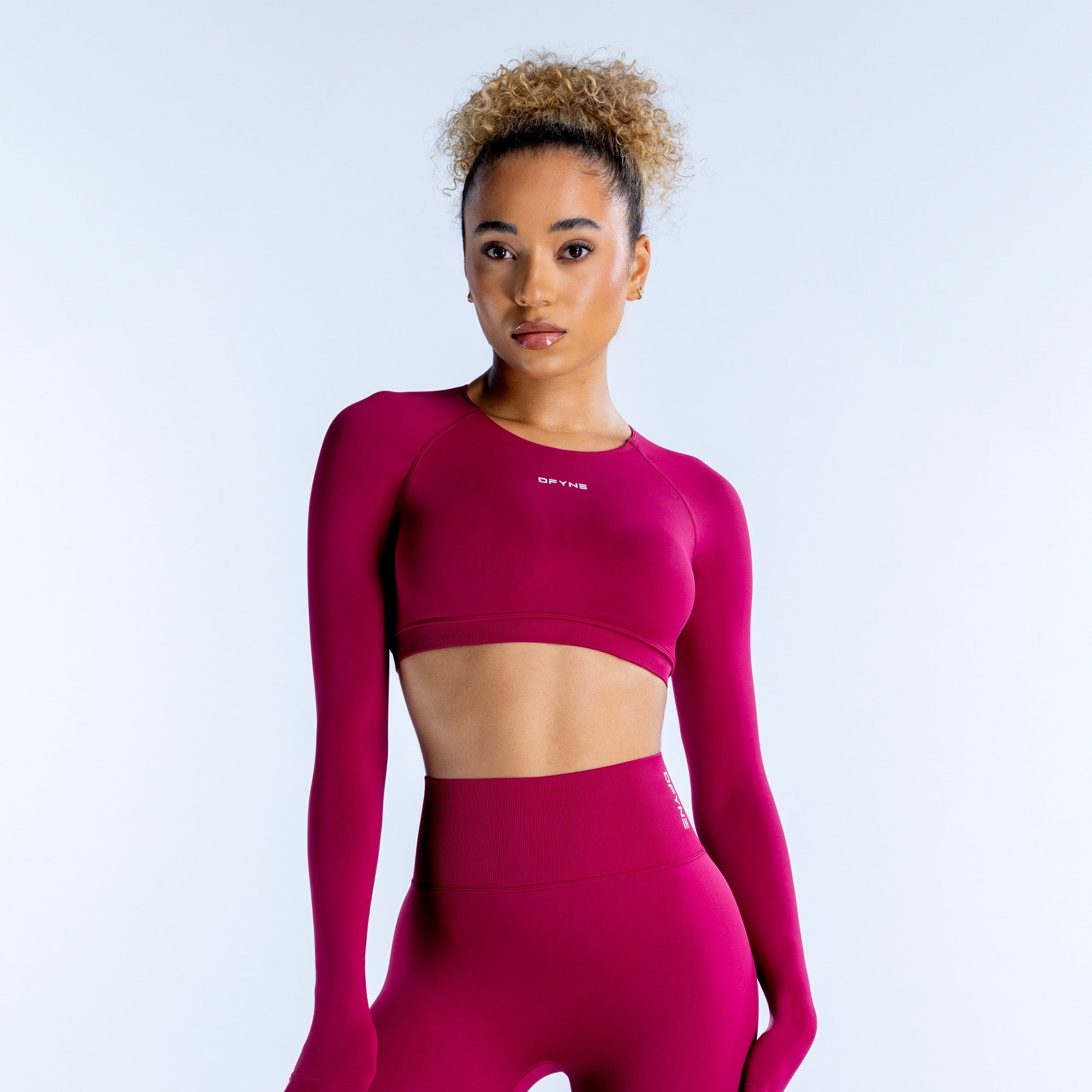 Τοπ DFYNE Dynamic Long Sleeve Crop γυναικεια φουξια | 524713GLN