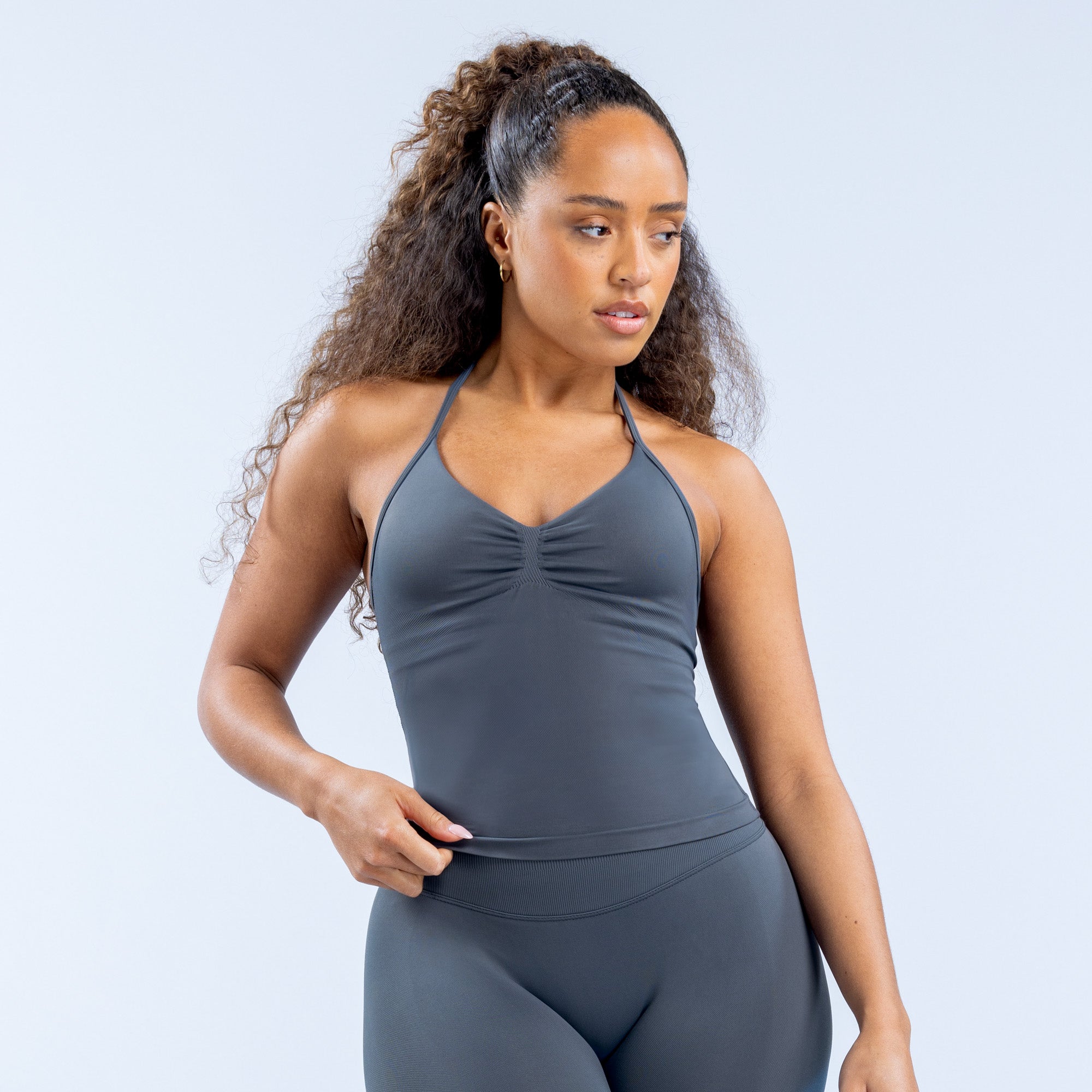 Τοπ DFYNE Impact Longline Strappy γυναικεια γκρι | 368029ELV