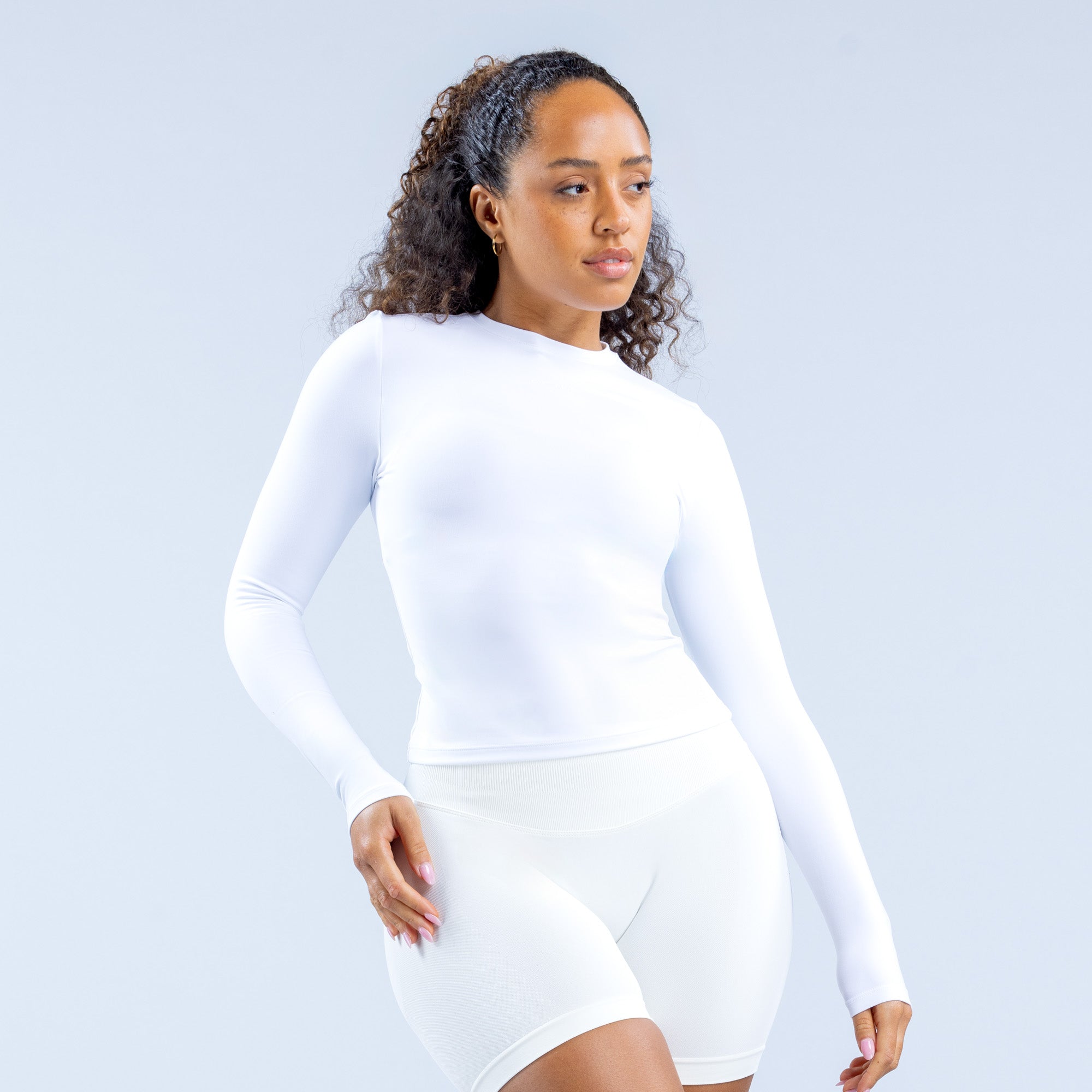 Τοπ DFYNE Origin Fitted Long Sleeve γυναικεια ασπρα | 053689HPC