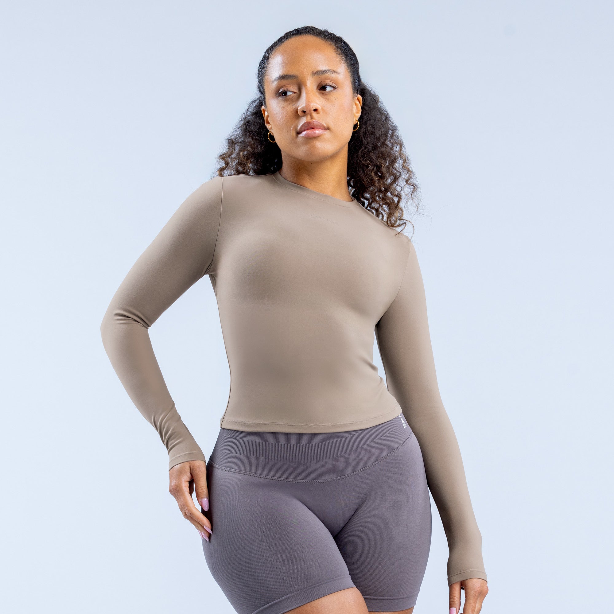 Τοπ DFYNE Origin Fitted Long Sleeve γυναικεια Χακί | 056498TWO