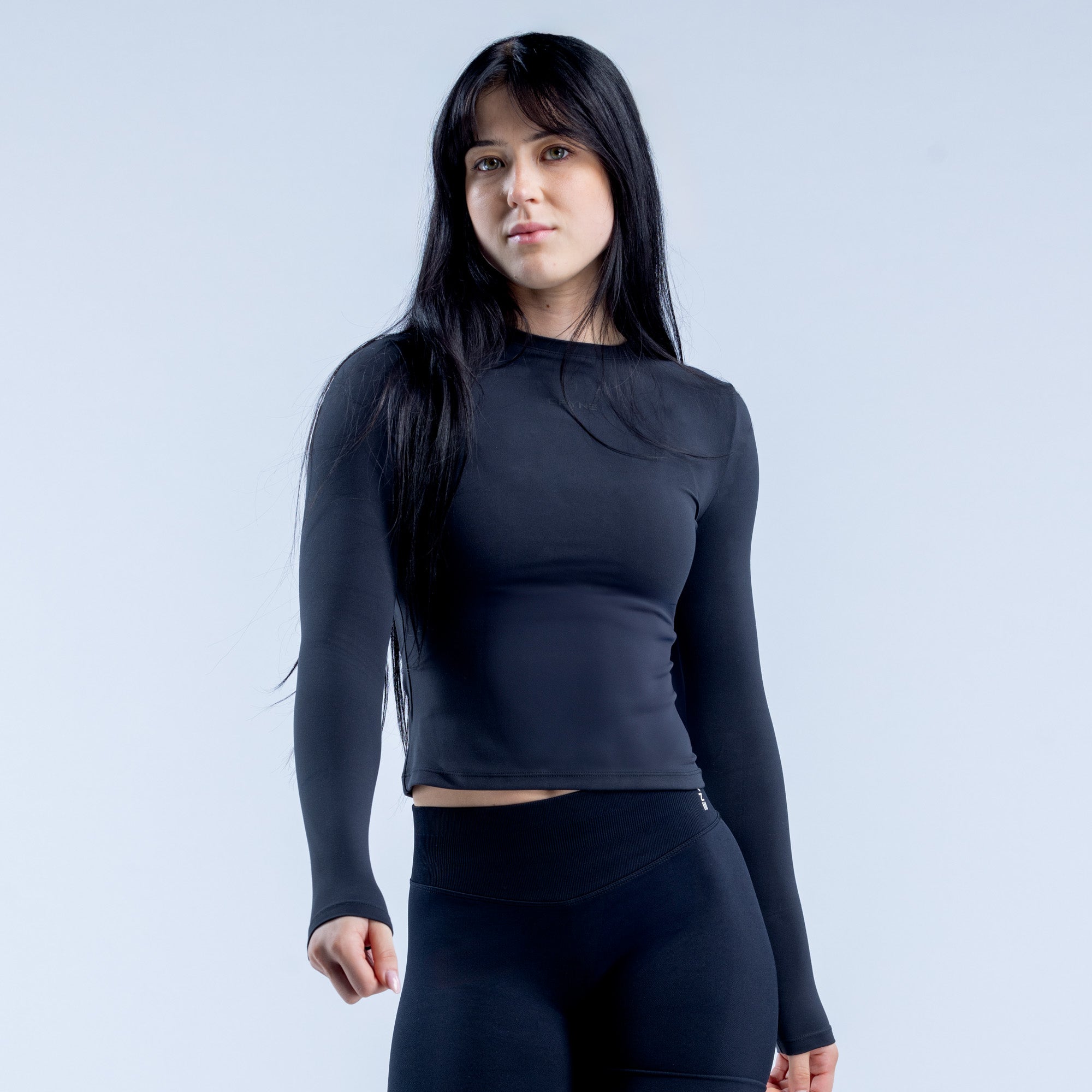 Τοπ DFYNE Origin Fitted Long Sleeve γυναικεια μαυρα | 862571HVJ