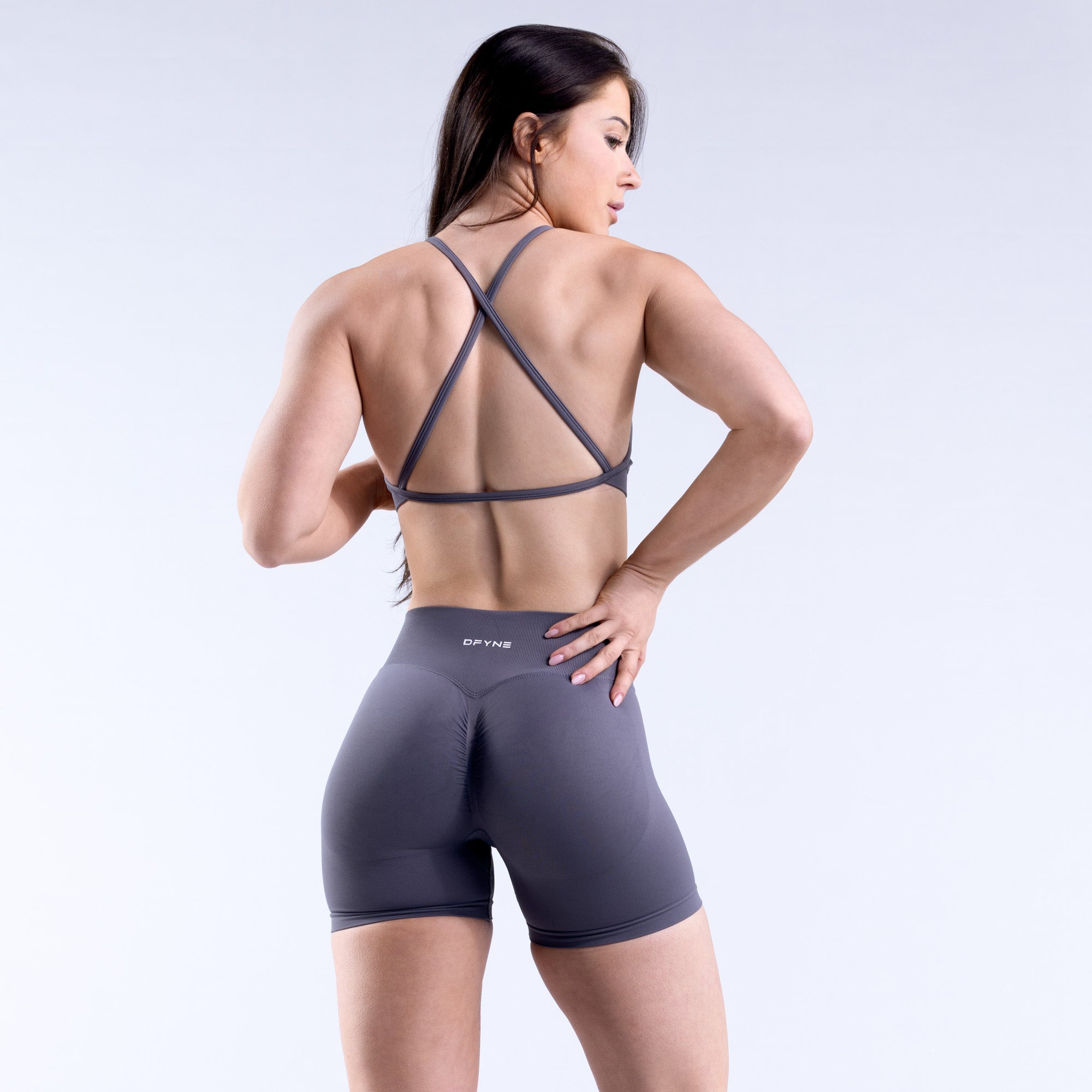 Αθλητικο Σουτιεν DFYNE Dynamic High Neck Backless γυναικεια σκούρο γκρι | 789602IWQ