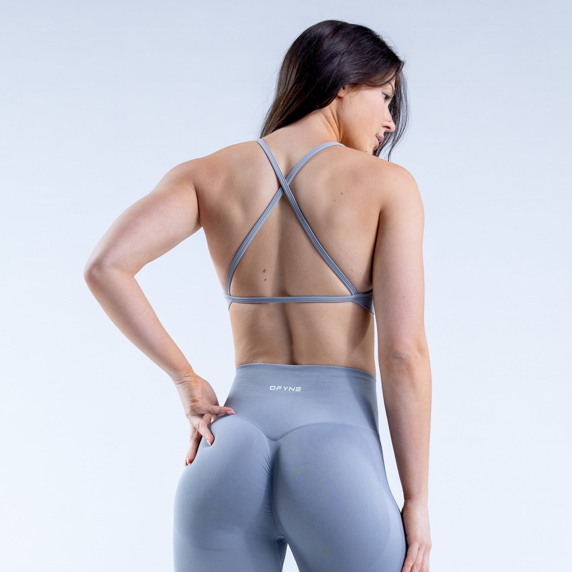 Αθλητικο Σουτιεν DFYNE Dynamic High Neck Backless γυναικεια ανοιχτο γκρι | 739246VGY