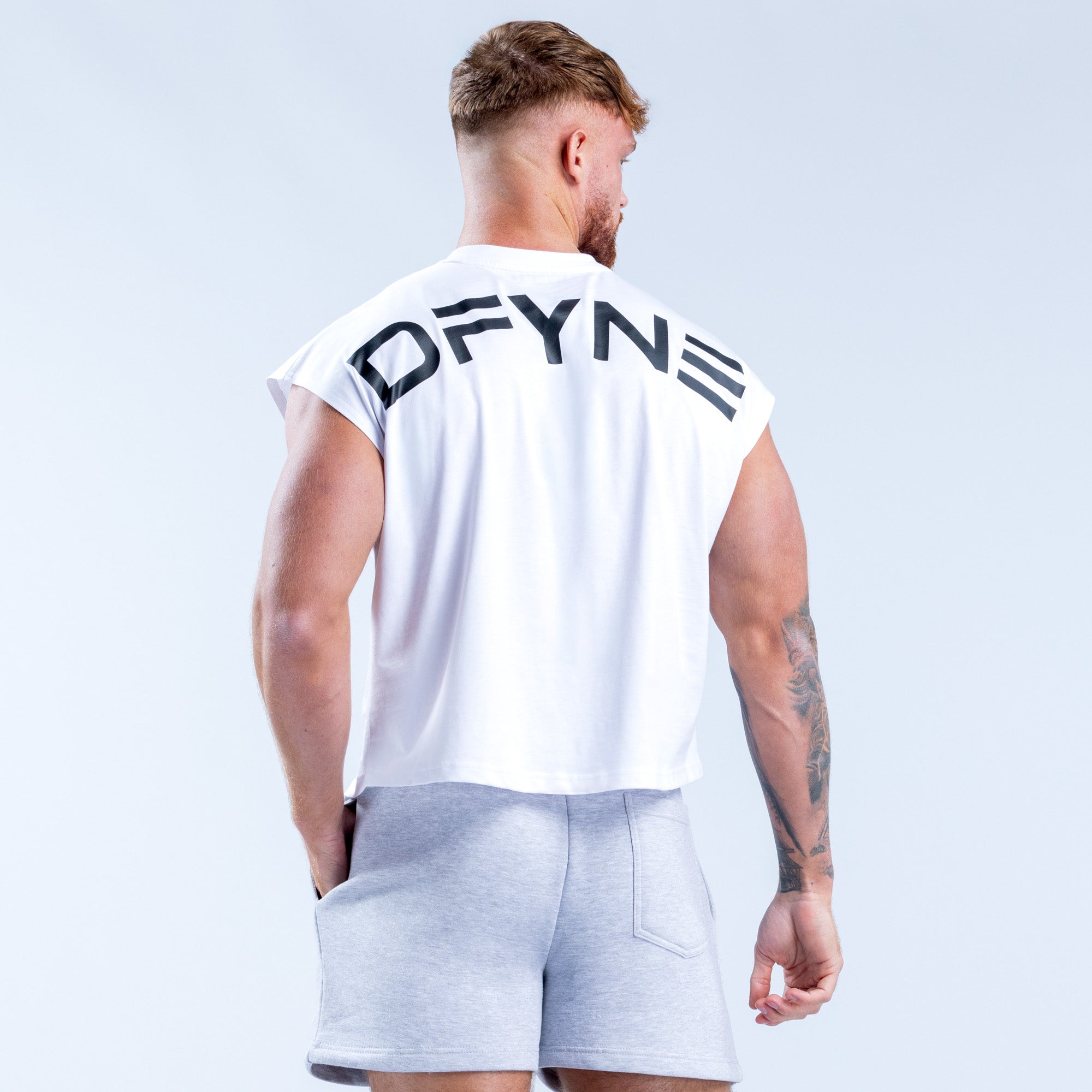 Μπλουζακια Αμανικα DFYNE Signature Crop ανδρικα ασπρα | 609517GEC
