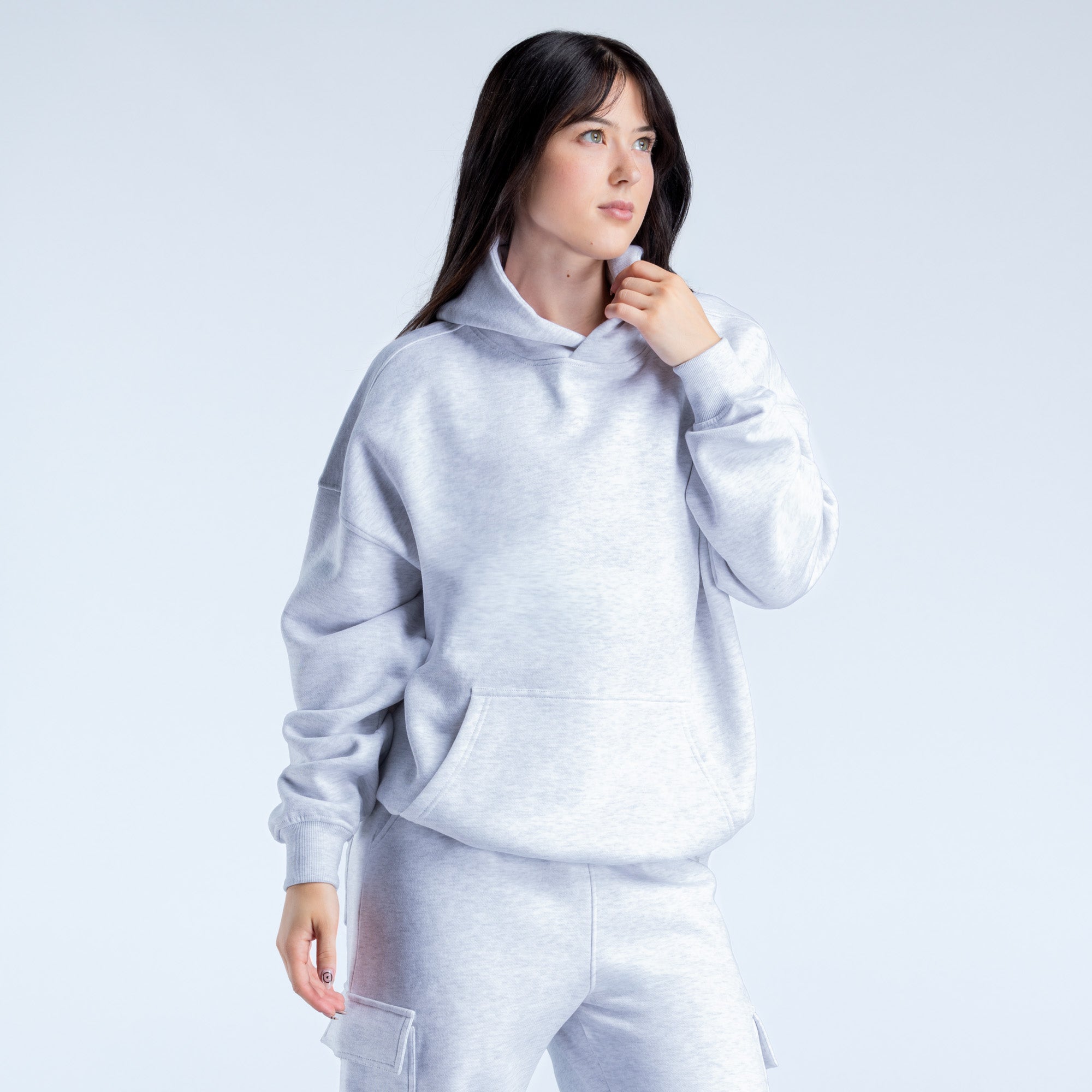 Φουτερ με Κουκουλα DFYNE Lanyi Edit Oversized γυναικεια γκρι | 071439IJA