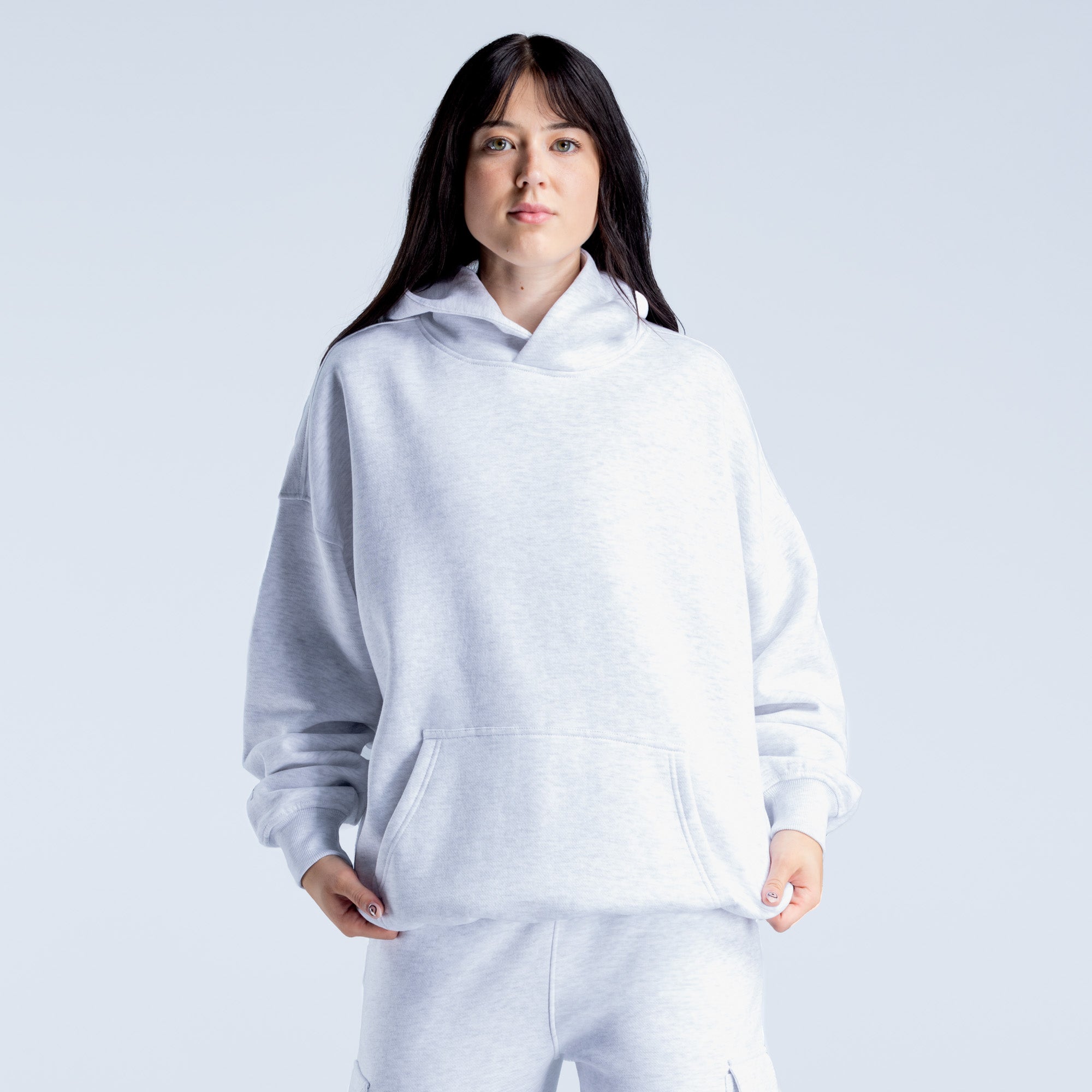 Φουτερ με Κουκουλα DFYNE Lanyi Edit Oversized γυναικεια γκρι | 071439IJA