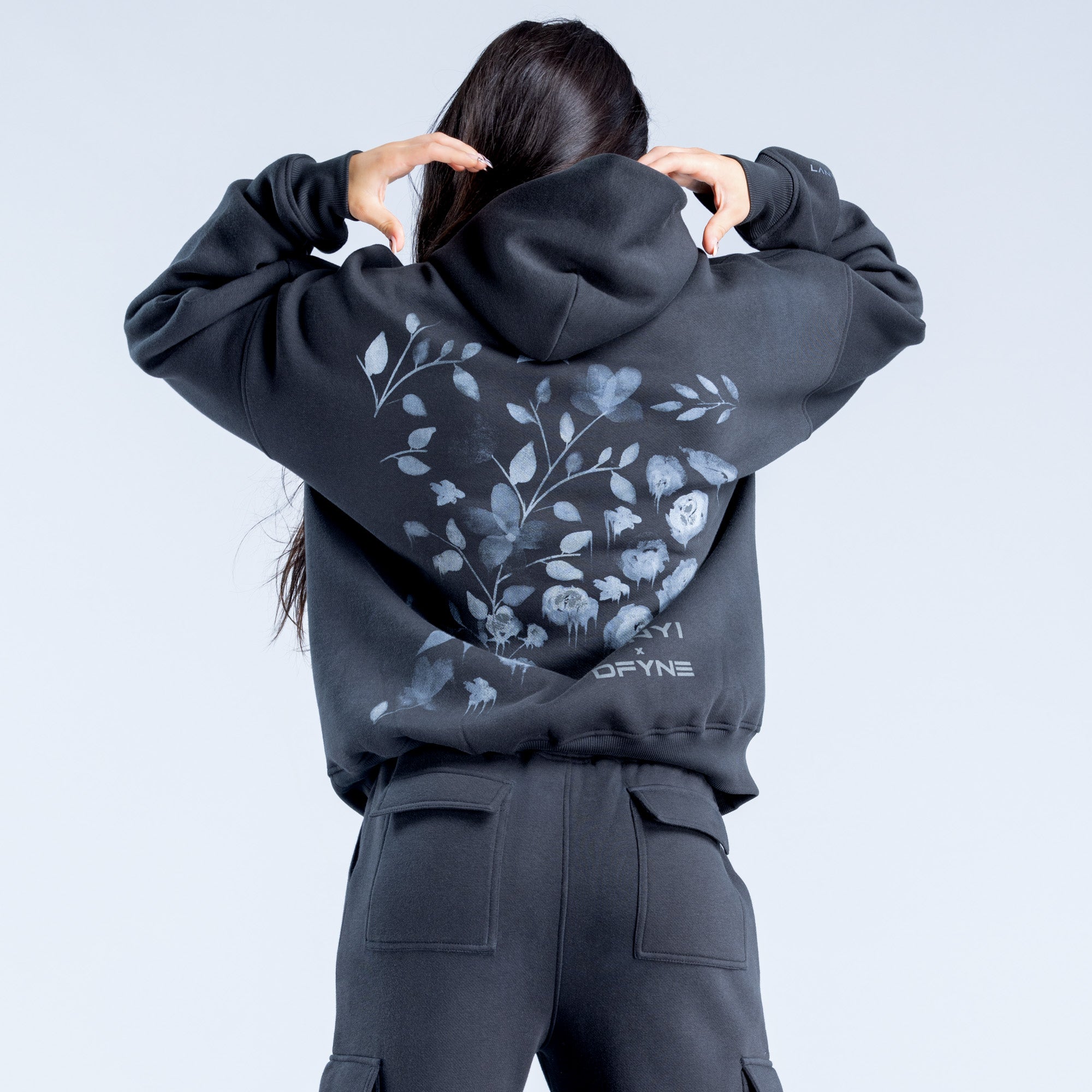 Φουτερ με Κουκουλα DFYNE Lanyi Edit Oversized γυναικεια μαυρα | 284563AYU
