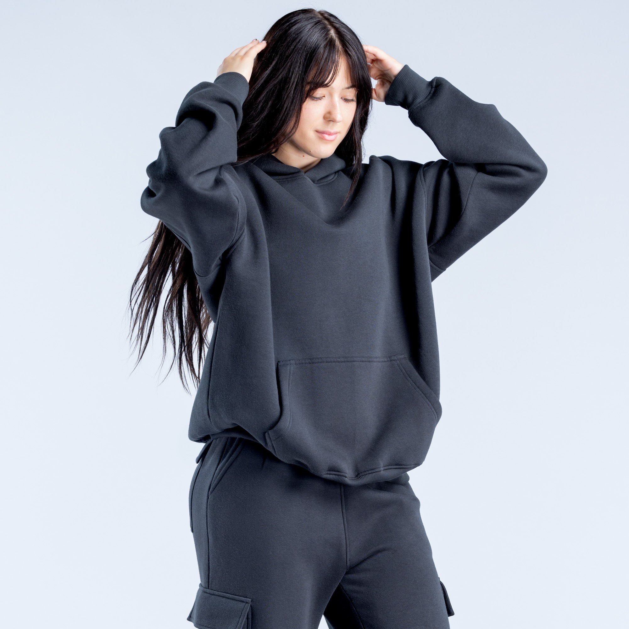 Φουτερ με Κουκουλα DFYNE Lanyi Edit Oversized γυναικεια μαυρα | 284563AYU