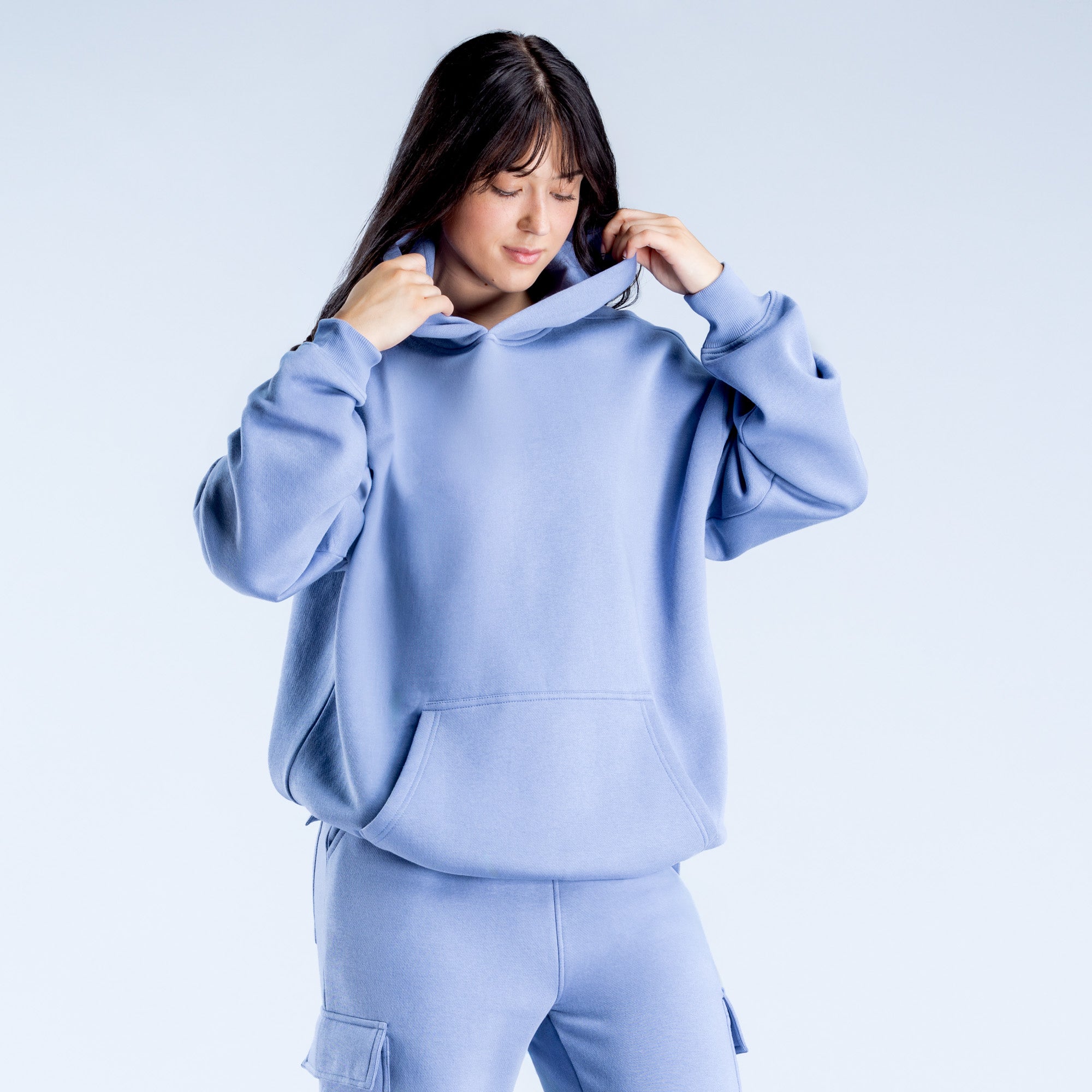 Φουτερ με Κουκουλα DFYNE Lanyi Edit Oversized γυναικεια μπλε | 964085MXK
