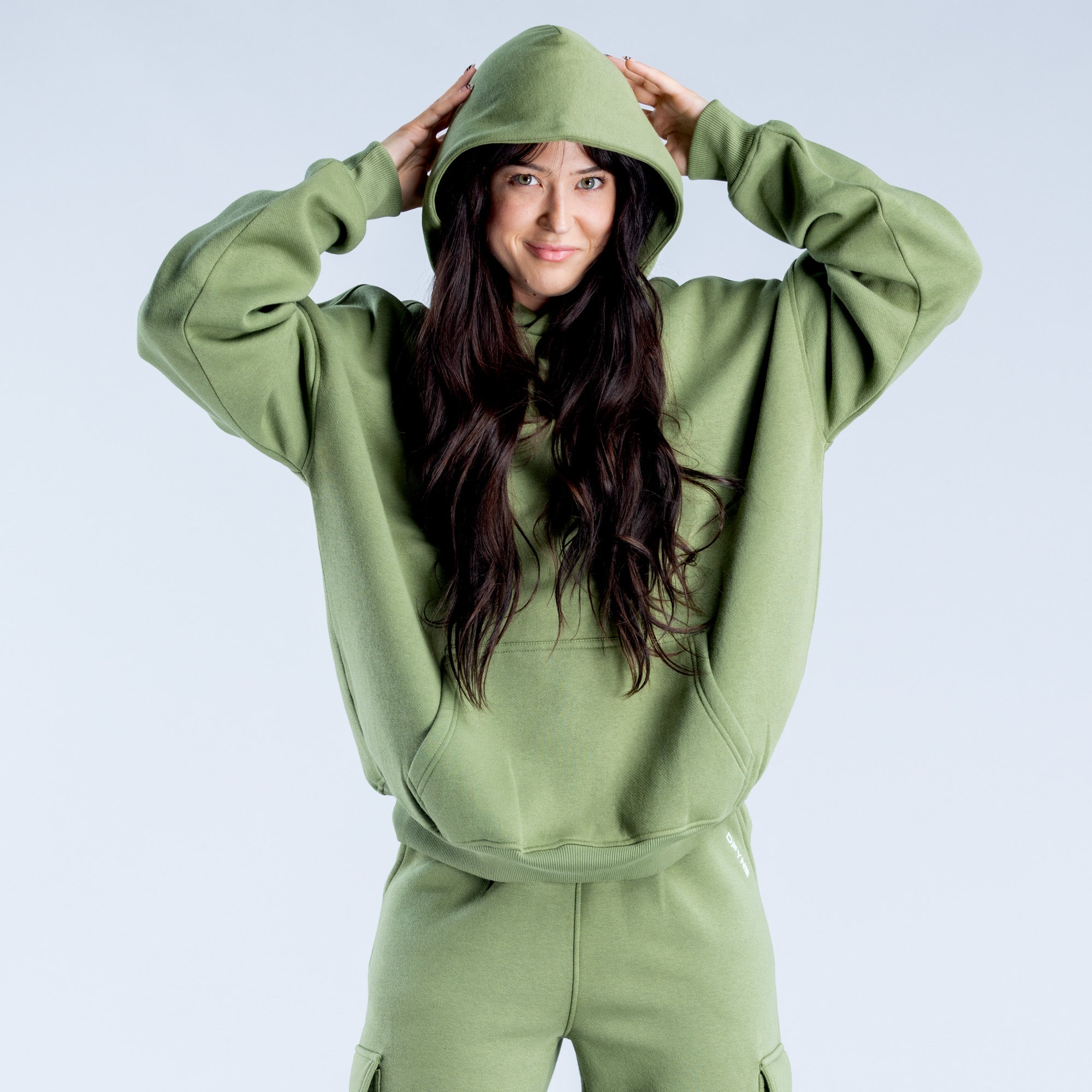 Φουτερ με Κουκουλα DFYNE Lanyi Edit Oversized γυναικεια βαθυ πρασινο | 871965PKO
