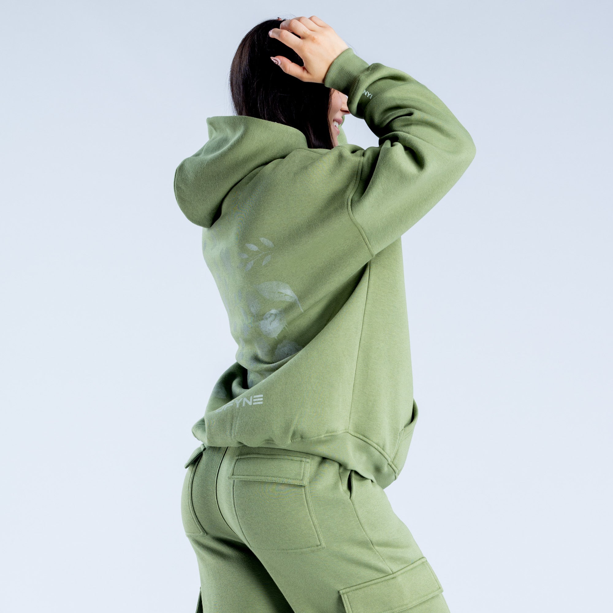 Φουτερ με Κουκουλα DFYNE Lanyi Edit Oversized γυναικεια βαθυ πρασινο | 871965PKO