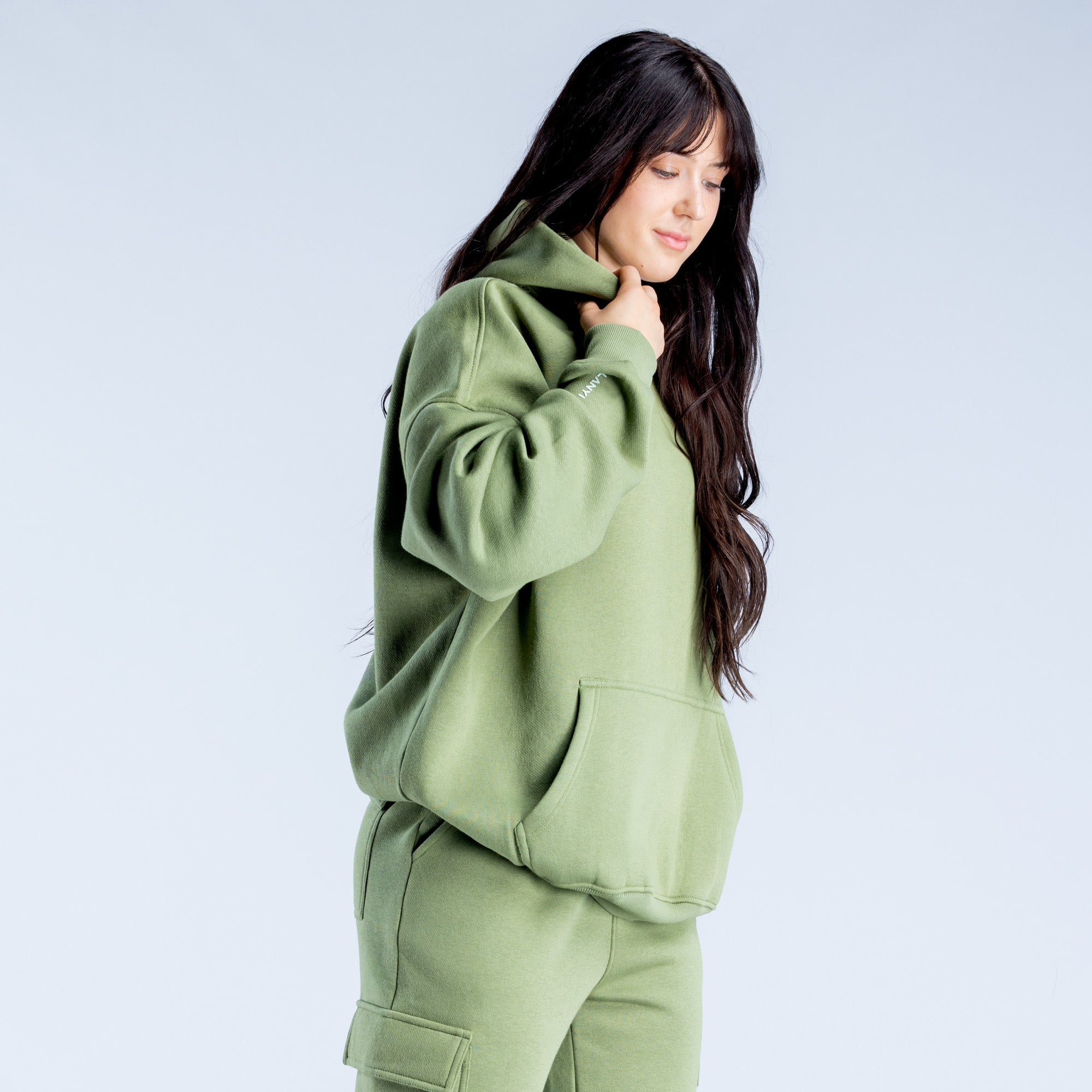 Φουτερ με Κουκουλα DFYNE Lanyi Edit Oversized γυναικεια βαθυ πρασινο | 871965PKO